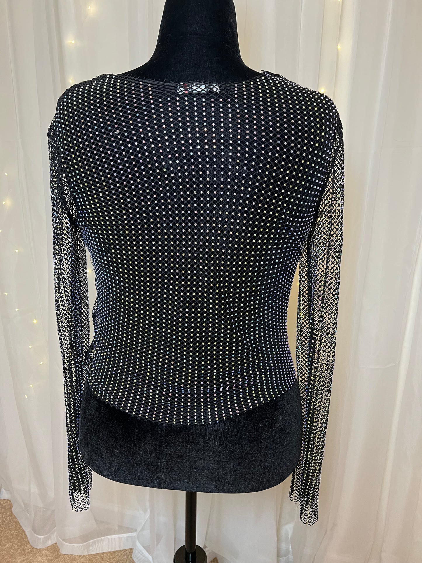 Rhinestone Mesh Top