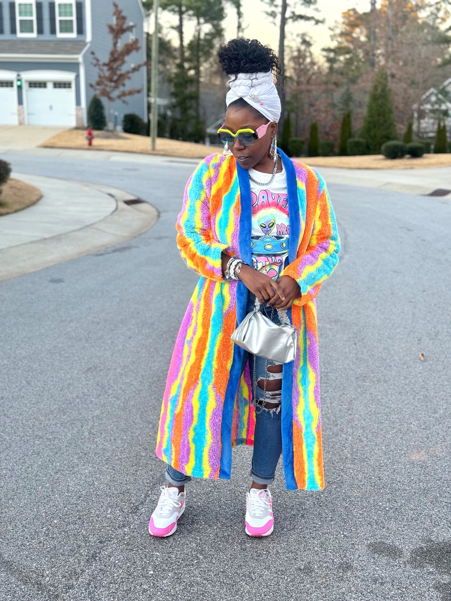 Sherpa Multi Colored Duster Coat