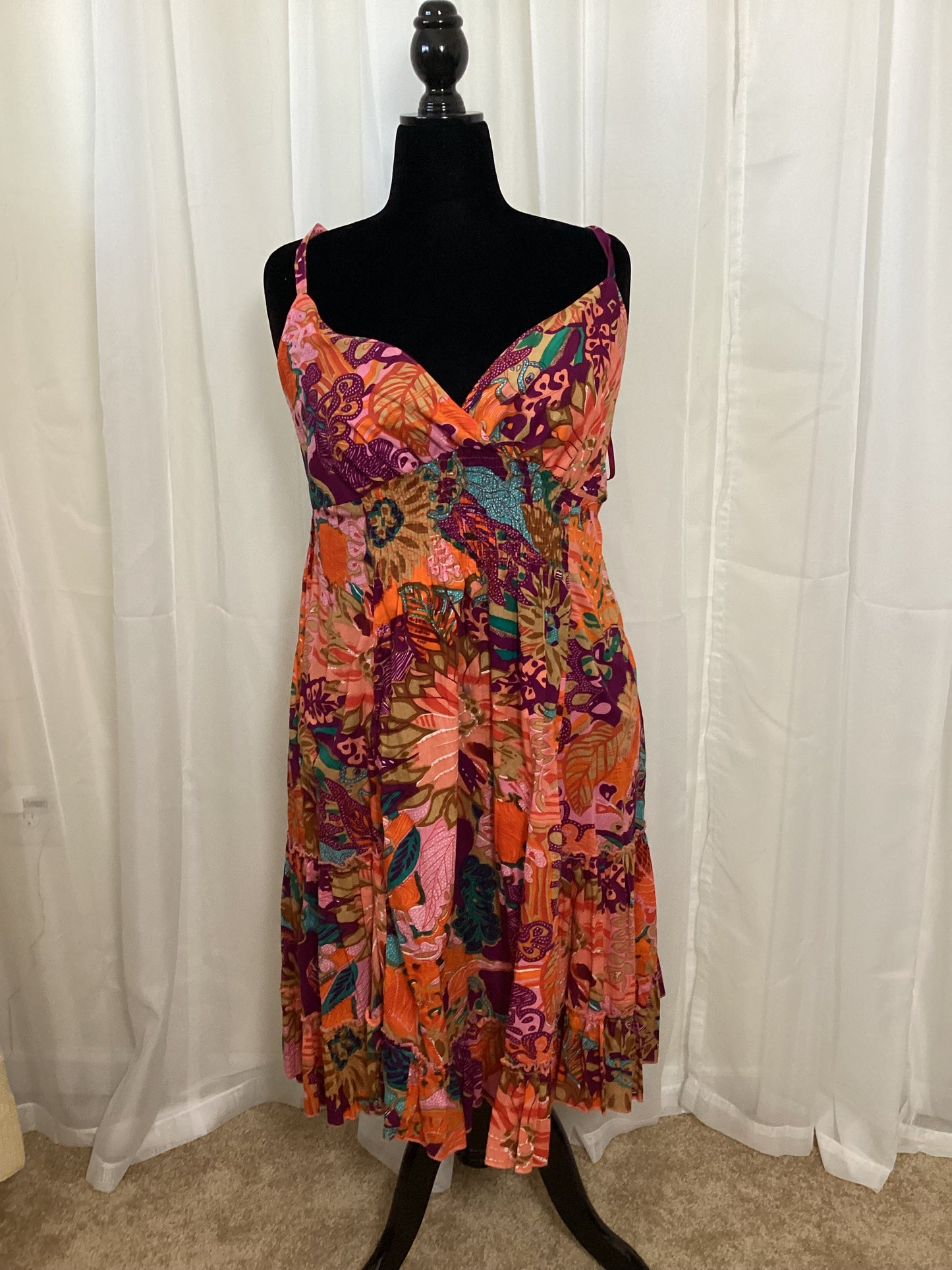 Printed flower dress - 1x