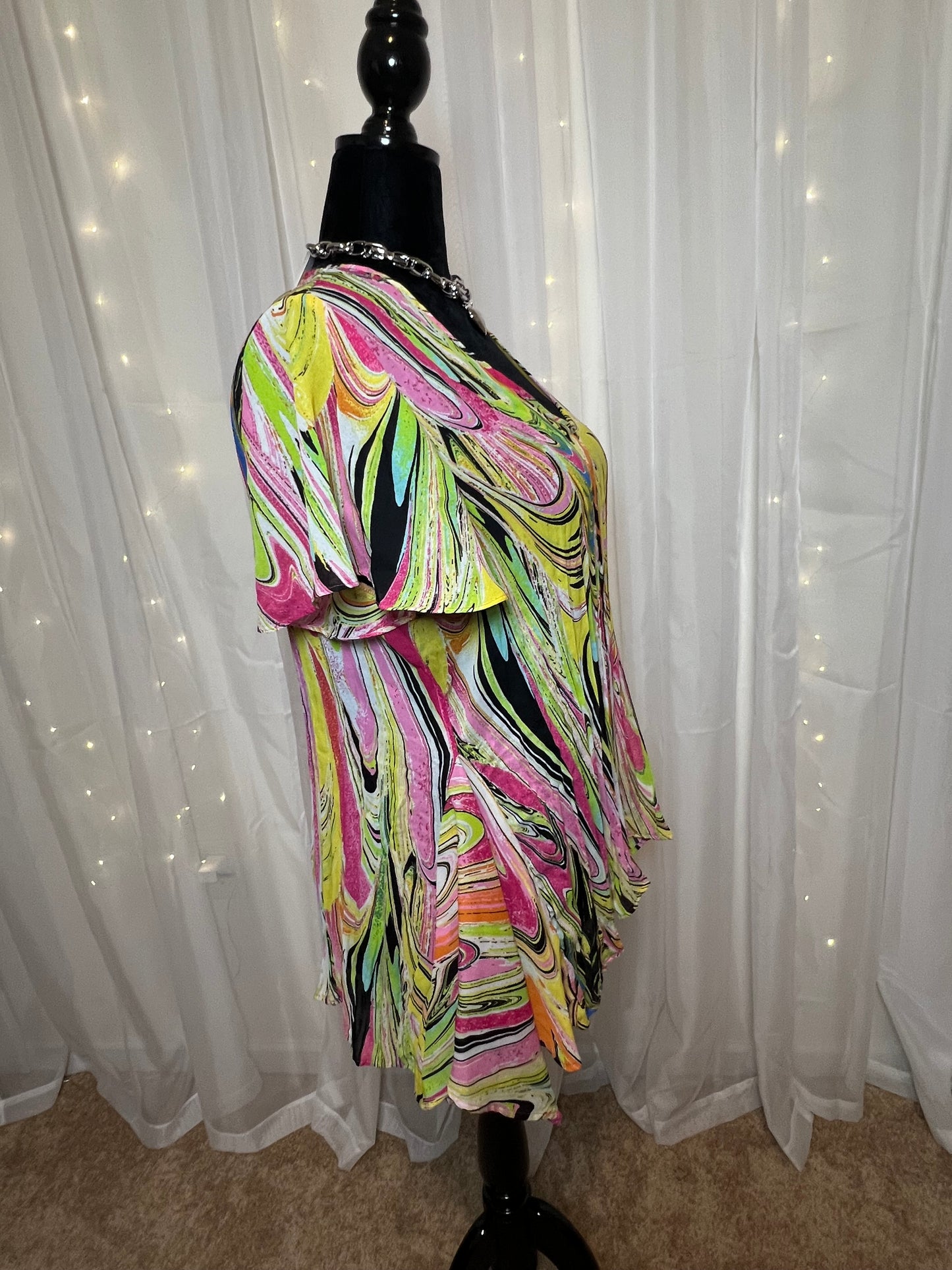 Ribbed Multicolored Peplum Top