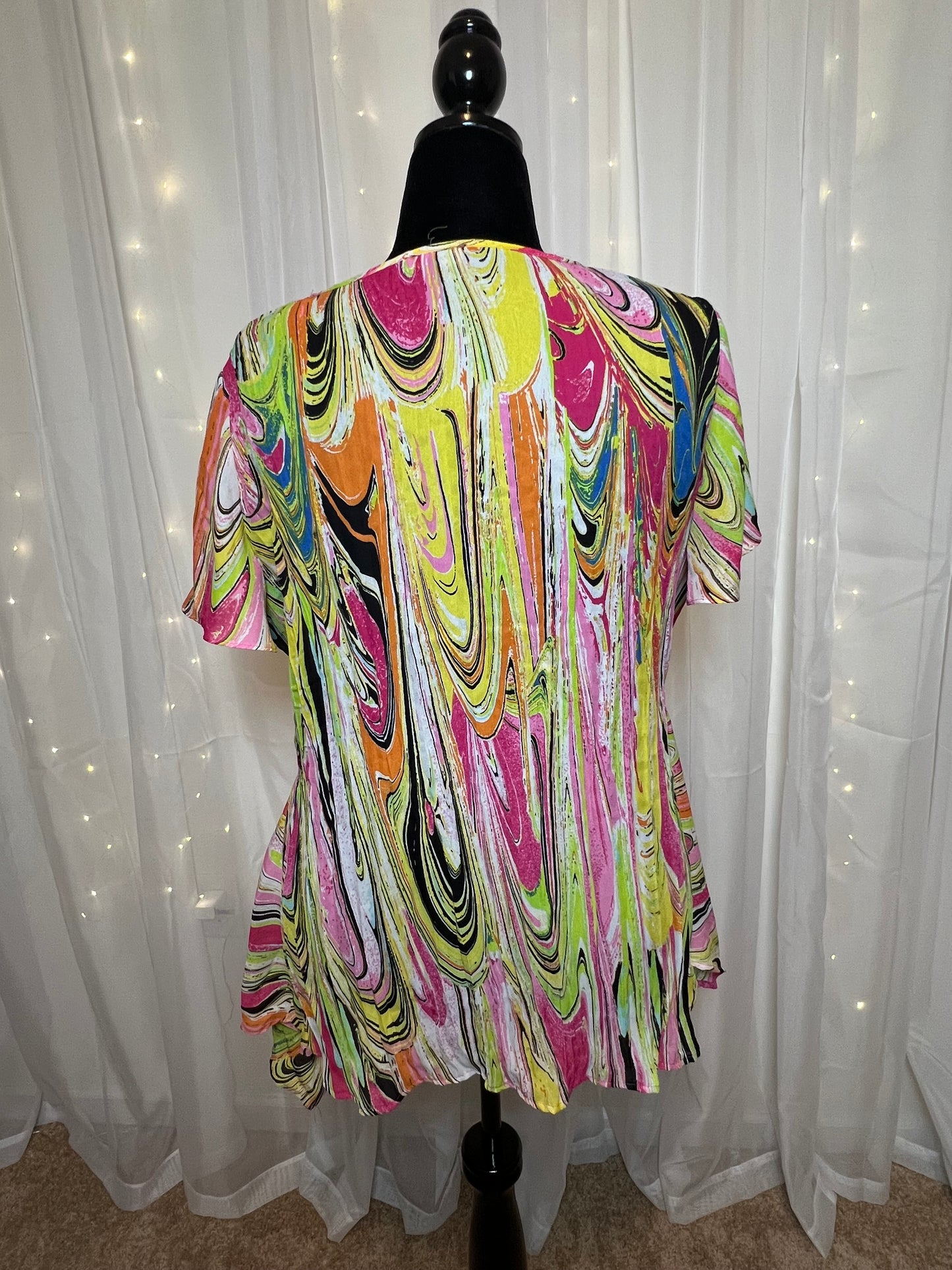 Ribbed Multicolored Peplum Top