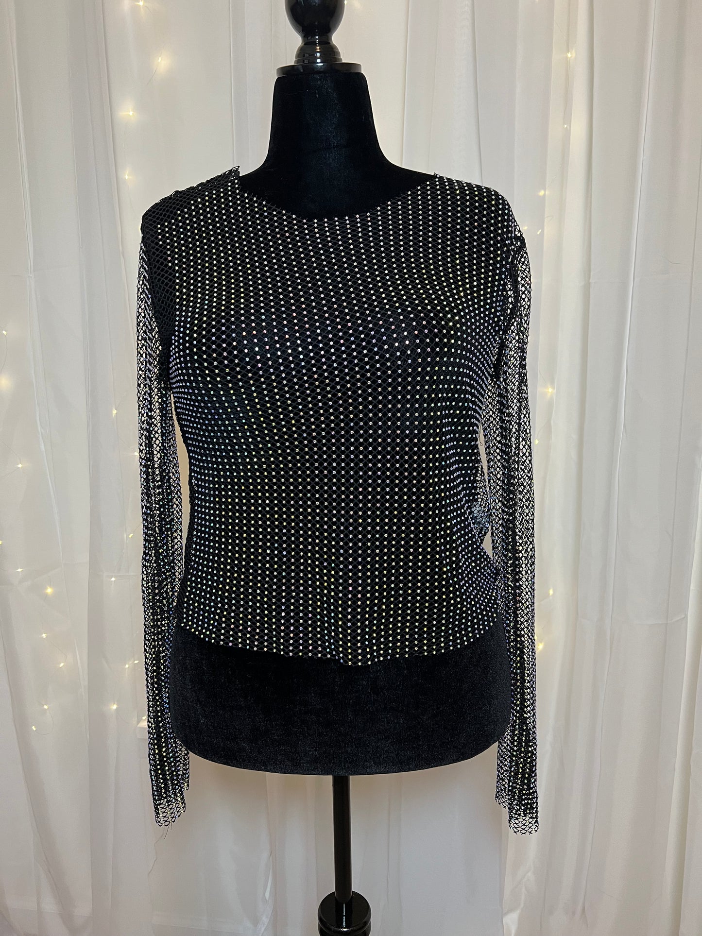 Rhinestone Mesh Top