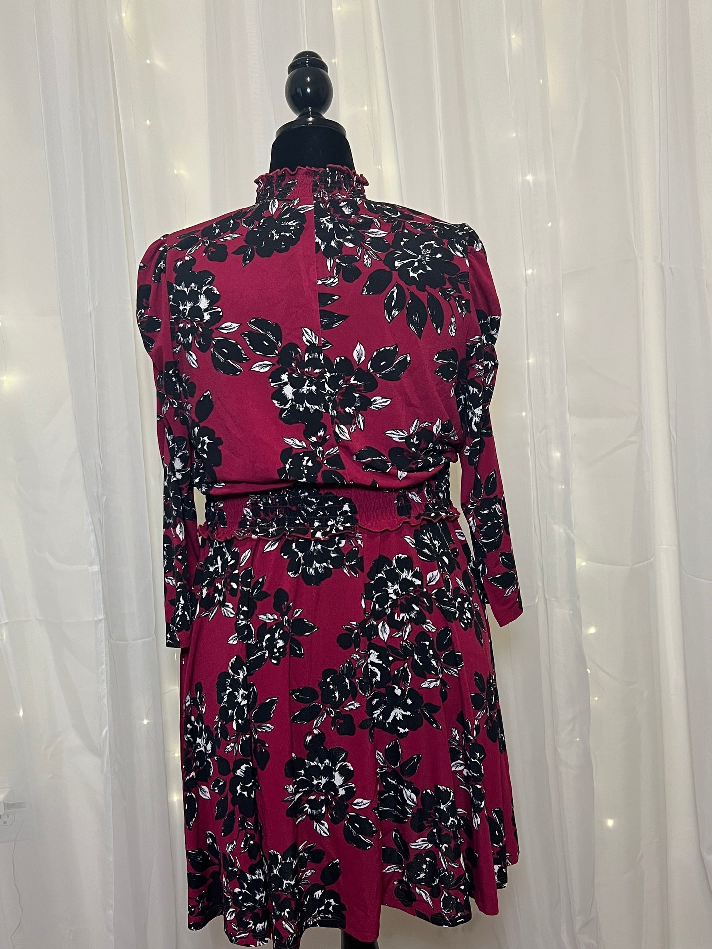 Burgundy Floral Pattern Dress