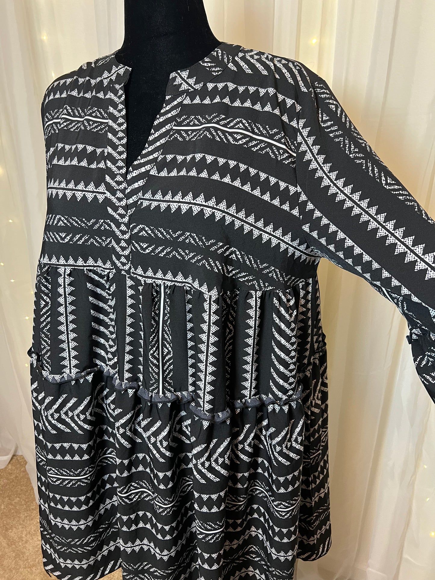 Black/ White Printed Dress