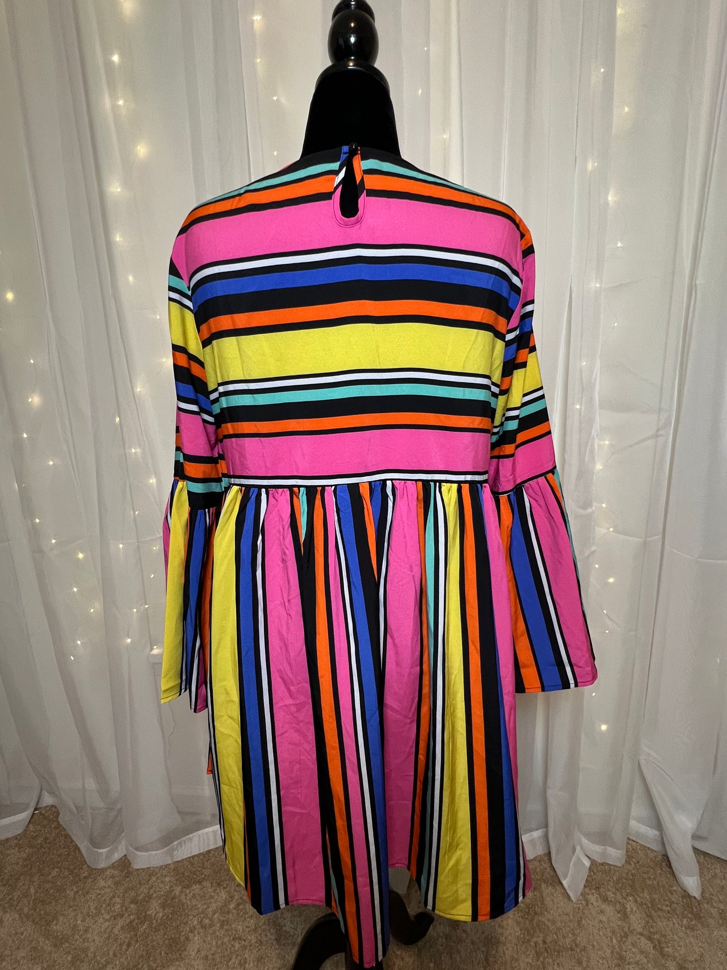 Multi Colored Striped Baby Doll Dress