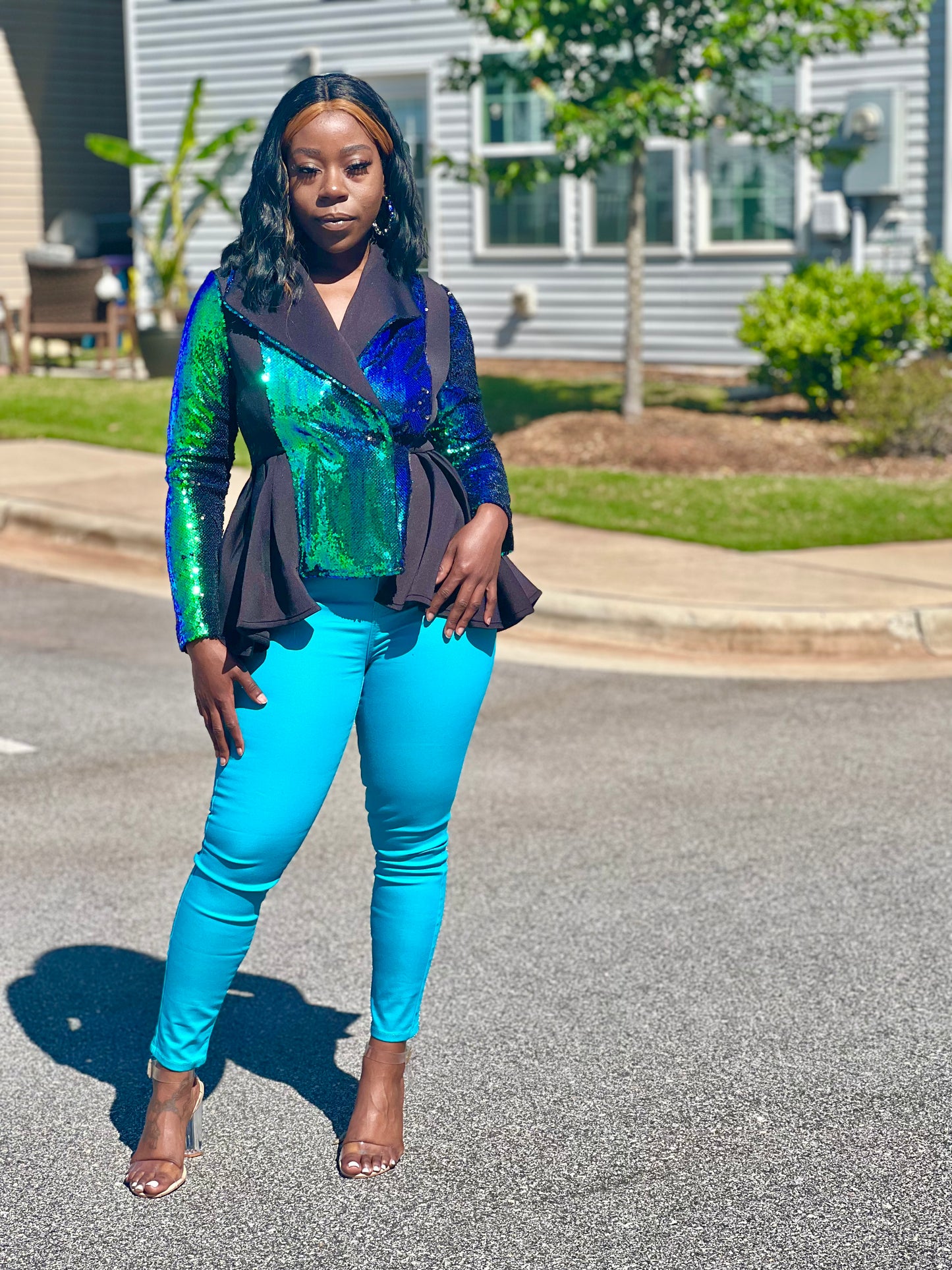 Sequin Peplum Jacket