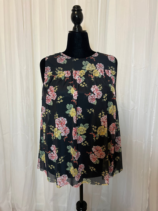 Floral MeshTop - Size 1x