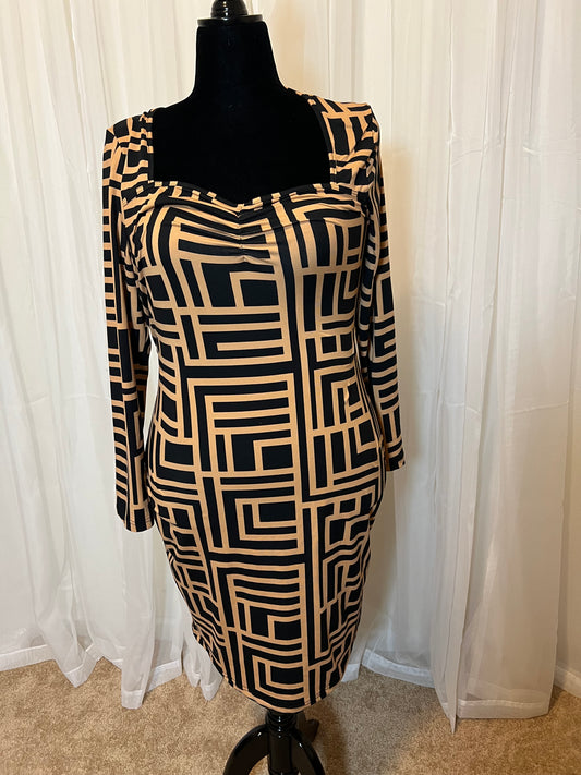 Abstract Shape Bodycon Dress - 2xl