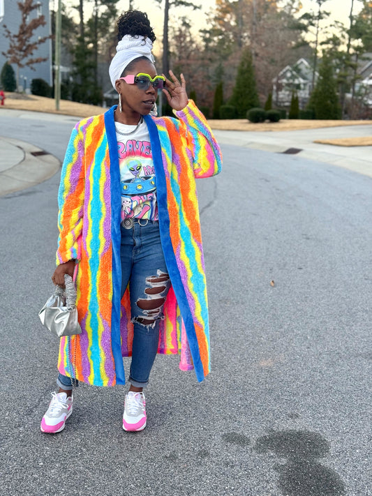 Sherpa Multi Colored Duster Coat