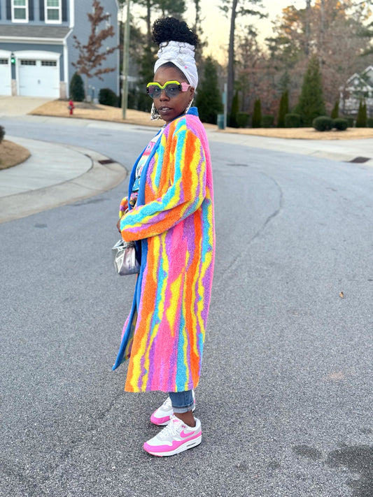 Sherpa Multi Colored Duster Coat