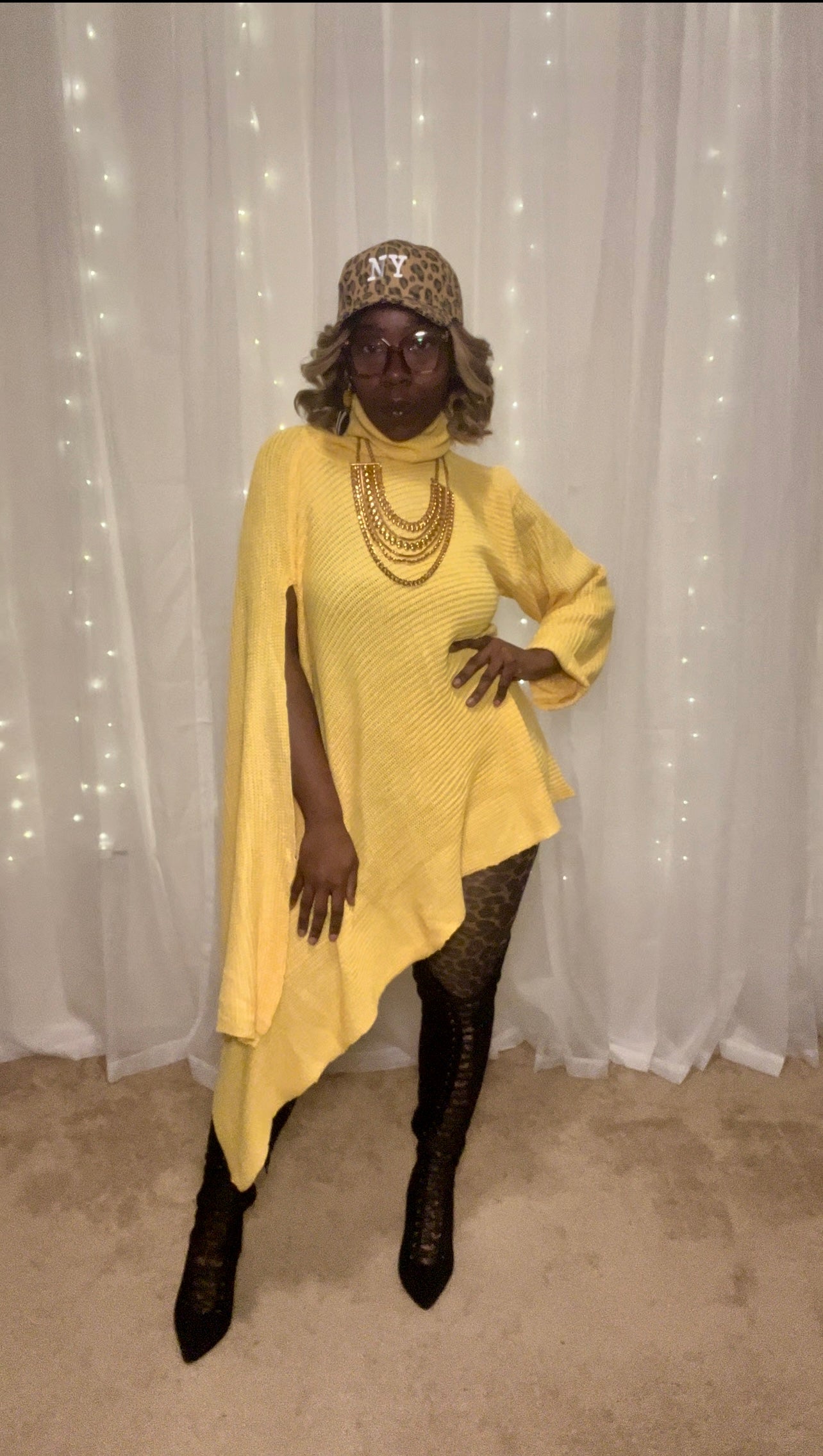 Yellow Asymmetrical Sweater