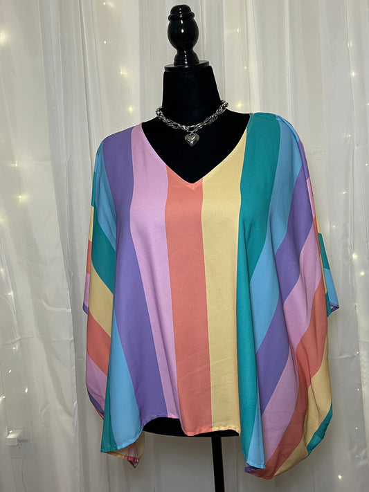 Multi Color Stripe Oversized Top