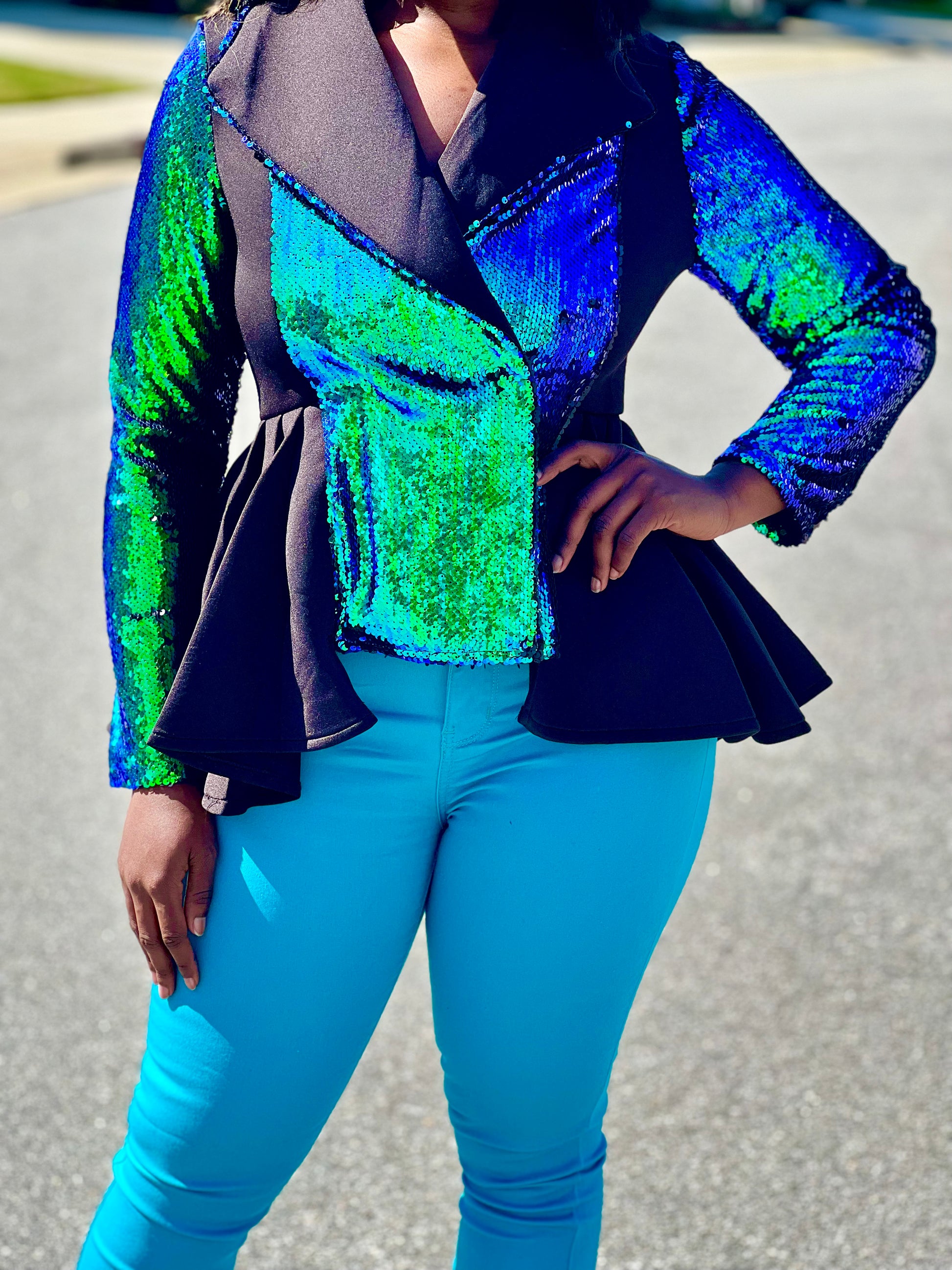 Sequin peplum jacket outlet