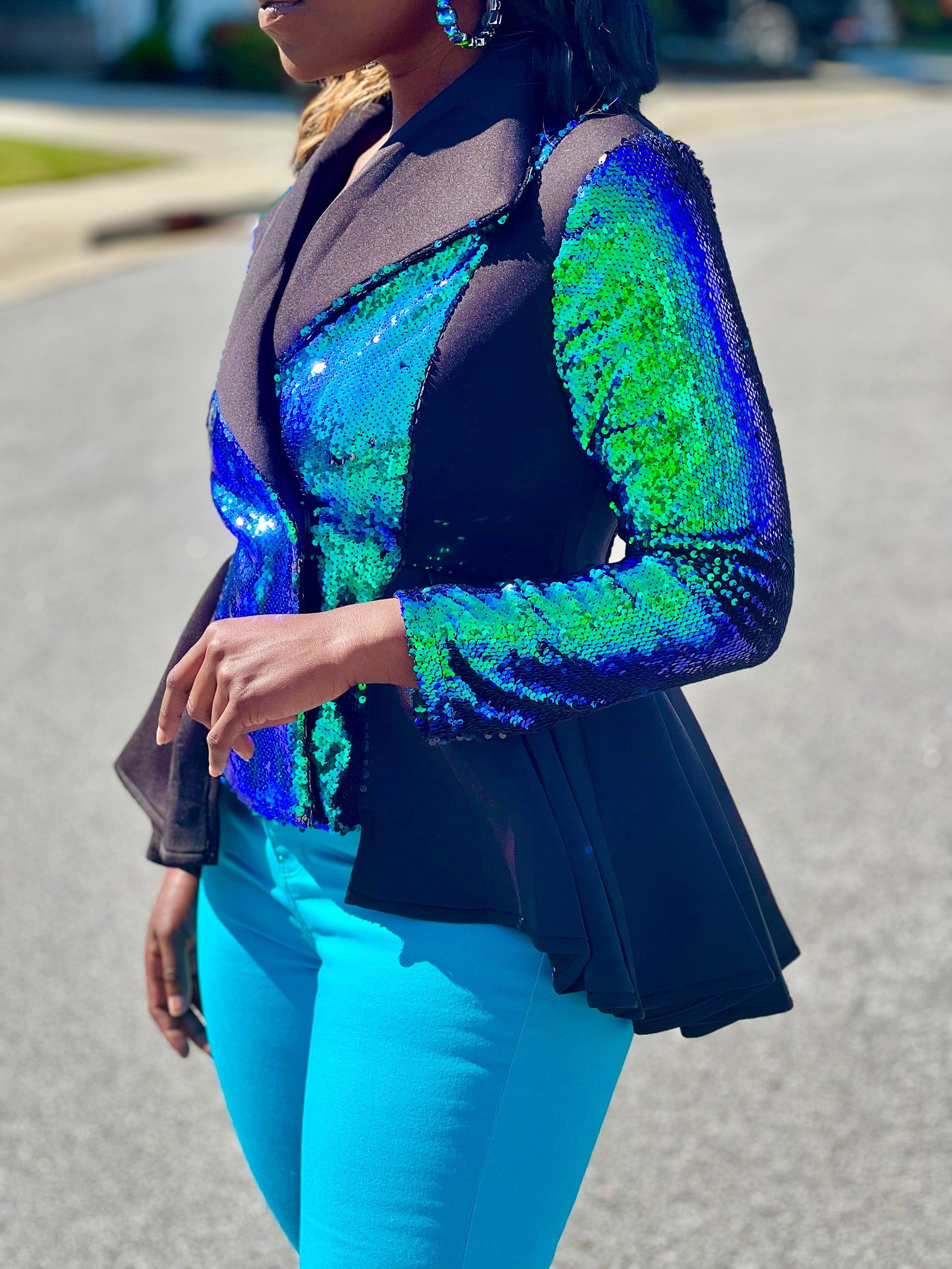 Sequin top peplum jacket