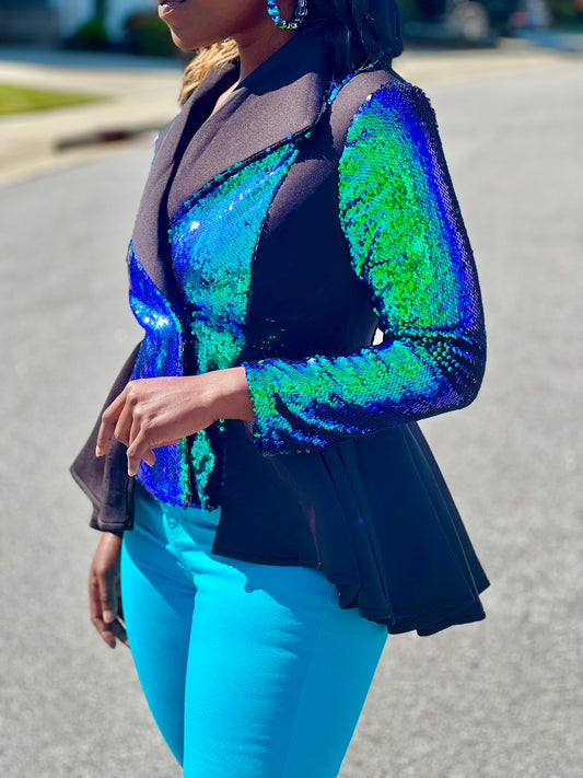 Sequin Peplum Jacket